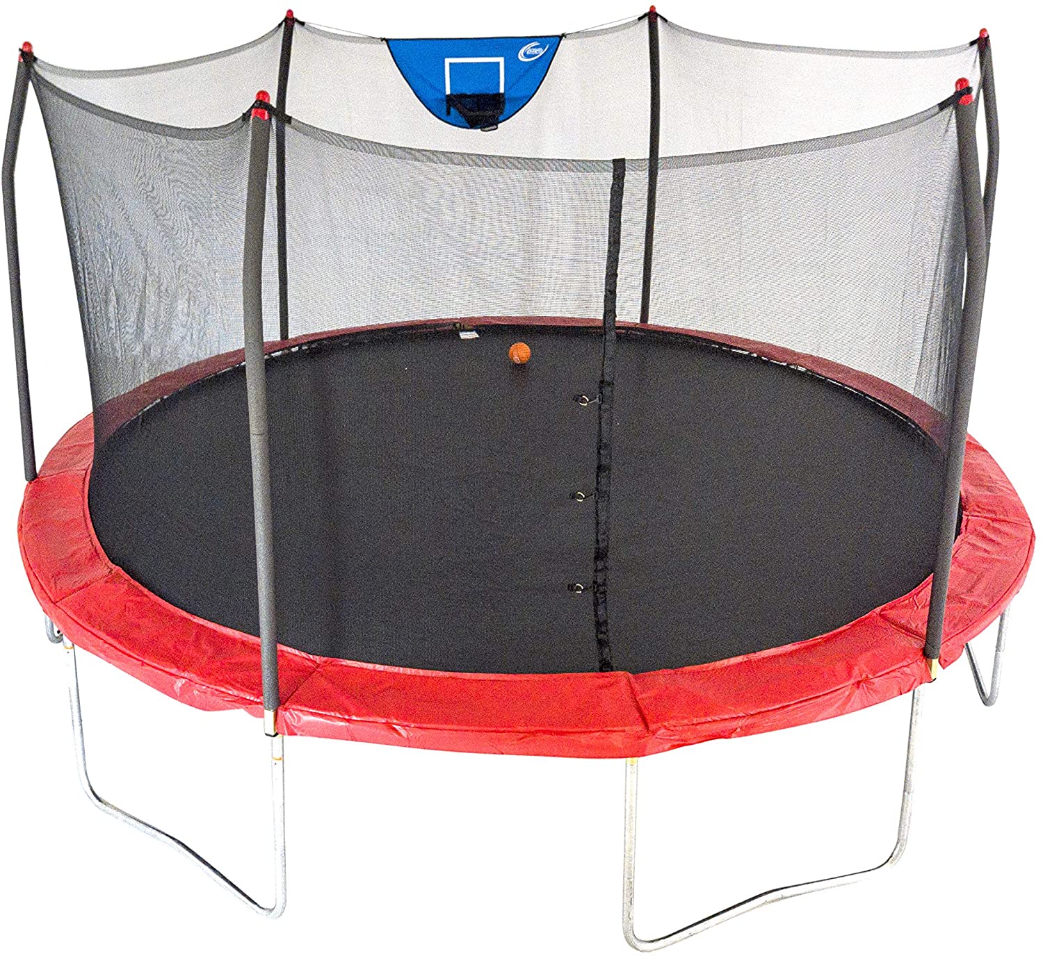Skywalker Trampolines 15 Foot Jump N Dunk Round Trampoline with Enclosure-Basketball